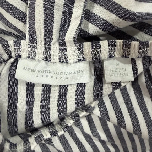 New York & Company Deep Navy and White Striped Midi Dress - Picture 9 of 14